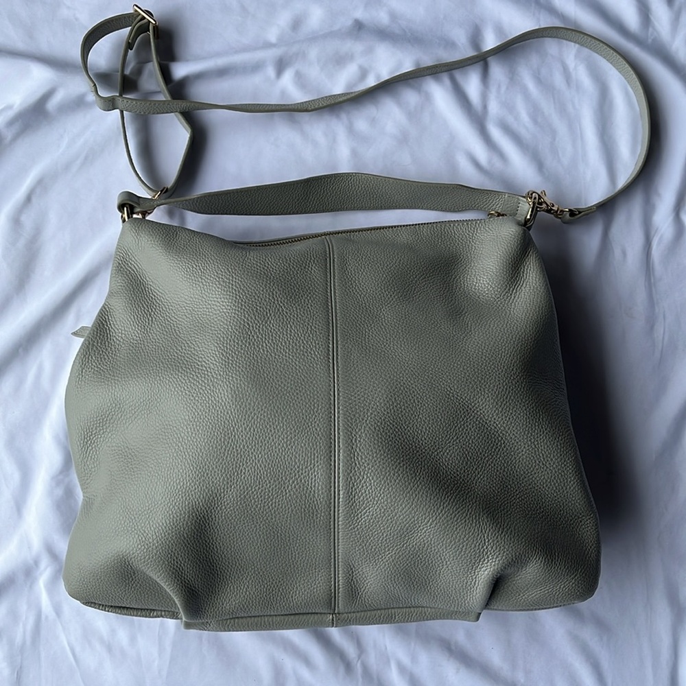 Oversized Pebbled Leather Hobo White Crossbody Handbag /Coquette Purse - Picture 5 of 9